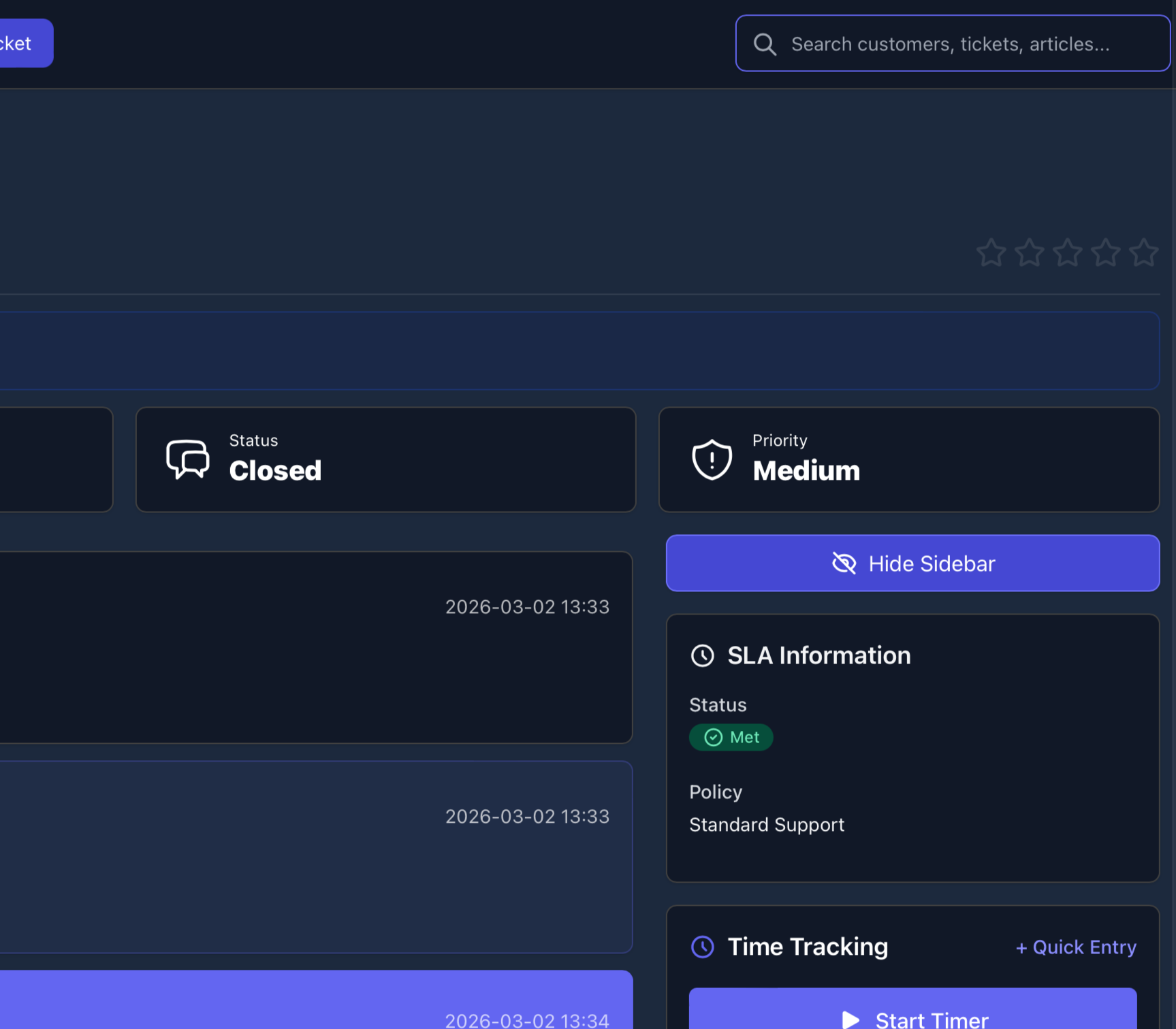 SLA Status on Tickets